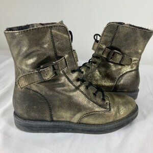 Women's OTBT Brentsville Distressed Gold Leather Combat Bootie 6